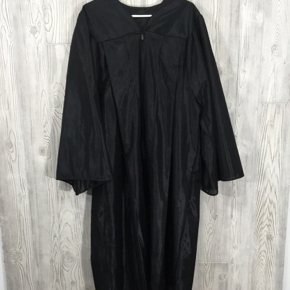 GRADUATION Gown Black Sheer Zips 48” Long - Picture 1 of 7